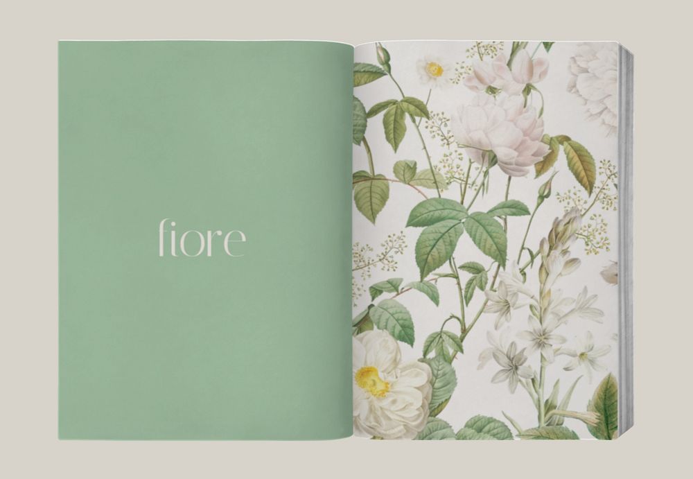 Floral book mockup, editable design