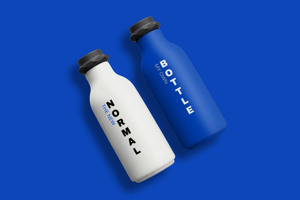 Two reusable bottle mockups, customizable tumbler