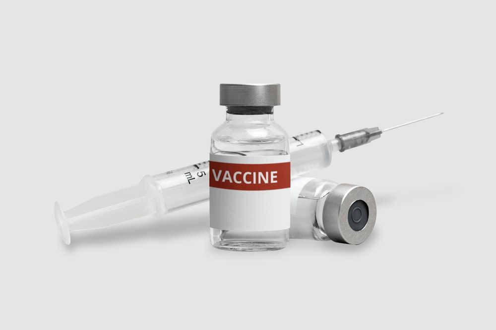 Vaccine vial bottle mockup, editable design 