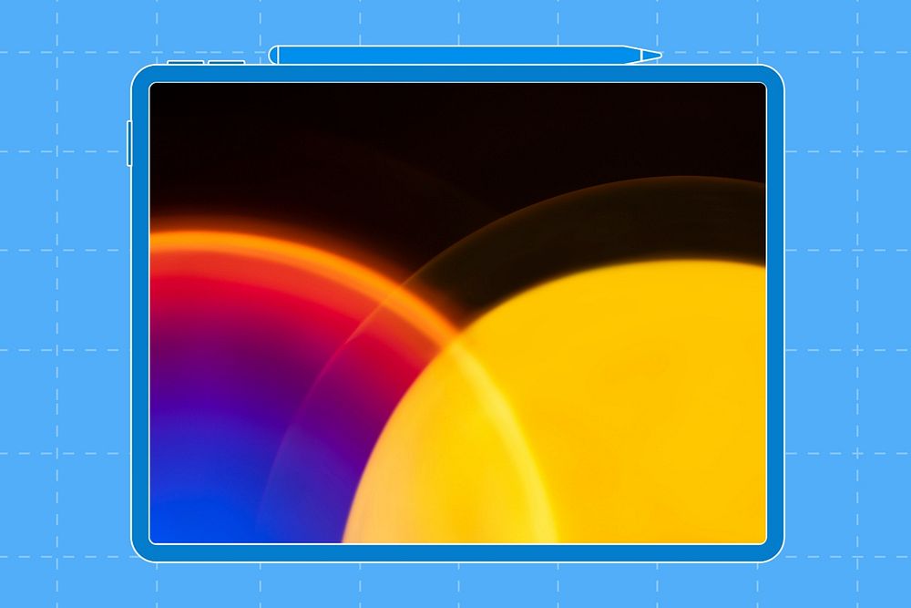 Tablet screen mockup, customizable gradient design