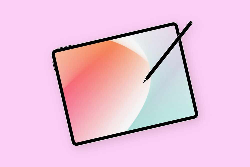 Tablet screen mockup, editable gradient design