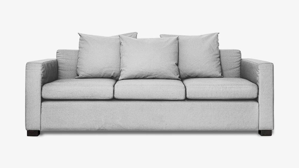 Classic gray sofa mockup, editable design