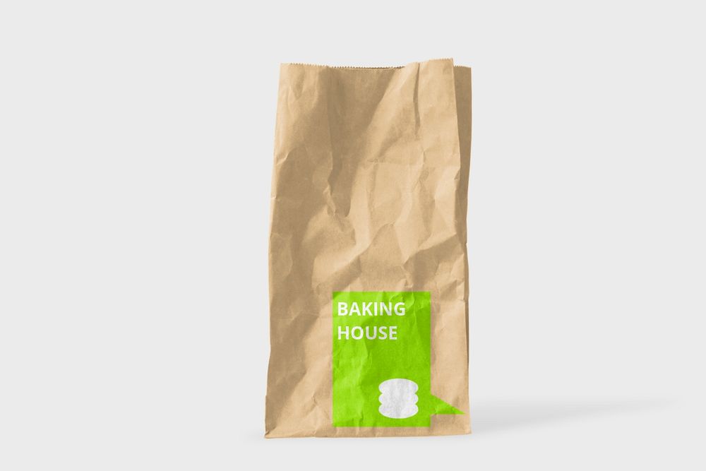 Old paper bag mockup, editable design