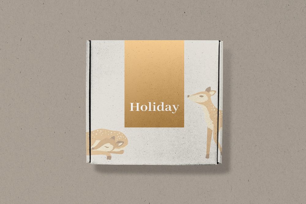 Holiday packaging box mockup, editable design