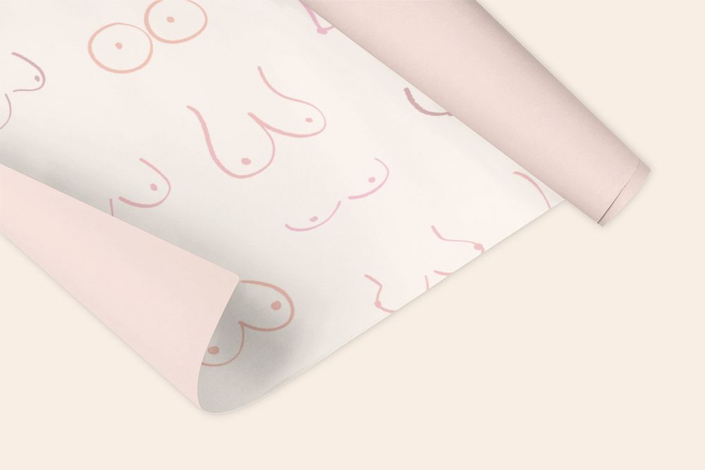 Boobs pattern wrapping paper mockup, customizable design