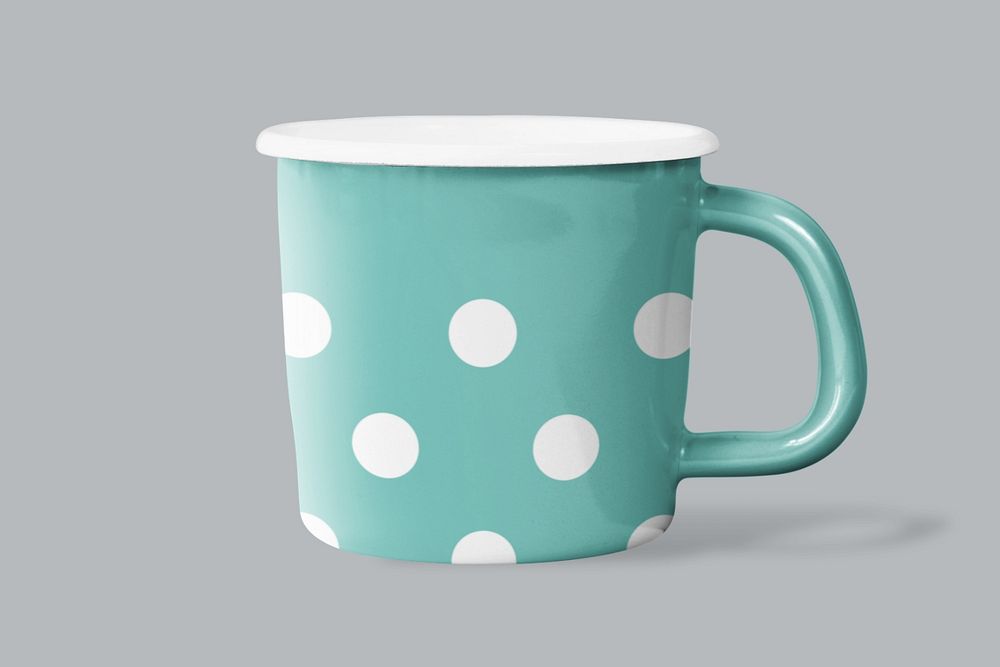 Green enamel mug mockup, editable design