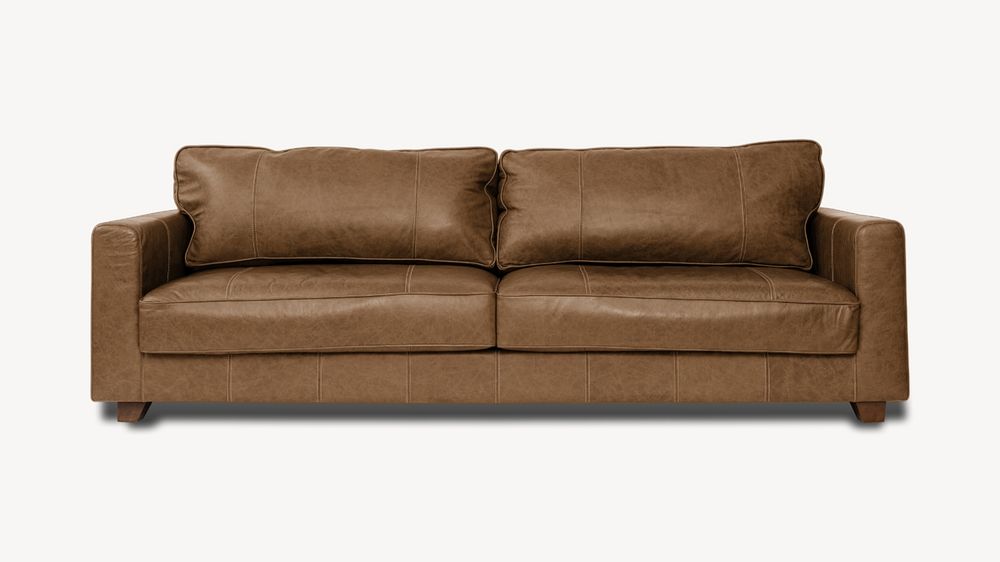 Brown leather couch mockup, editable design