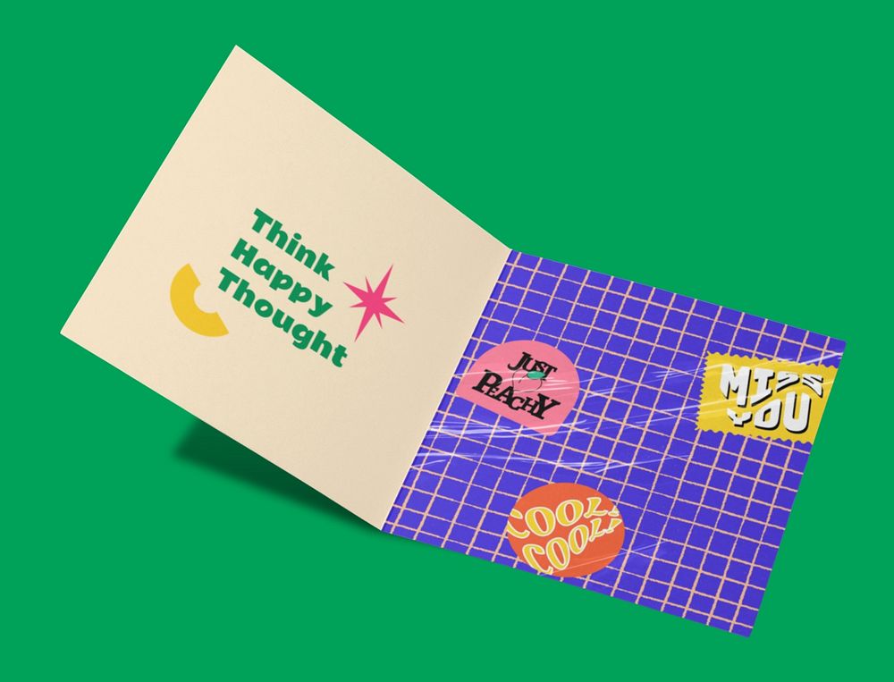 Purple foldable card mockup, editable design