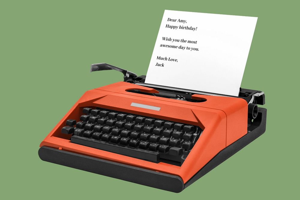 Retro typewriter with paper mockup, editable design