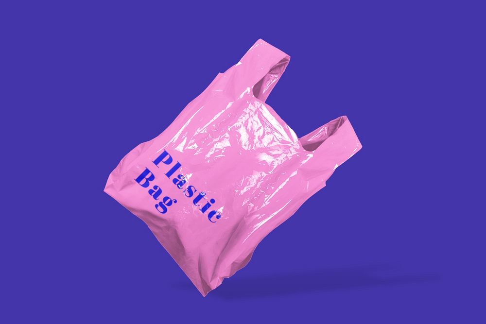 Plastic grocery bag mockup, editable design