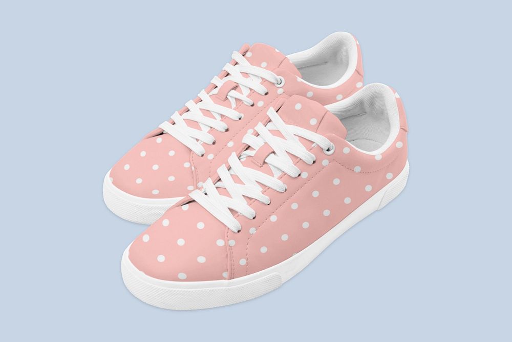 Pink sneakers mockup, editable footwear