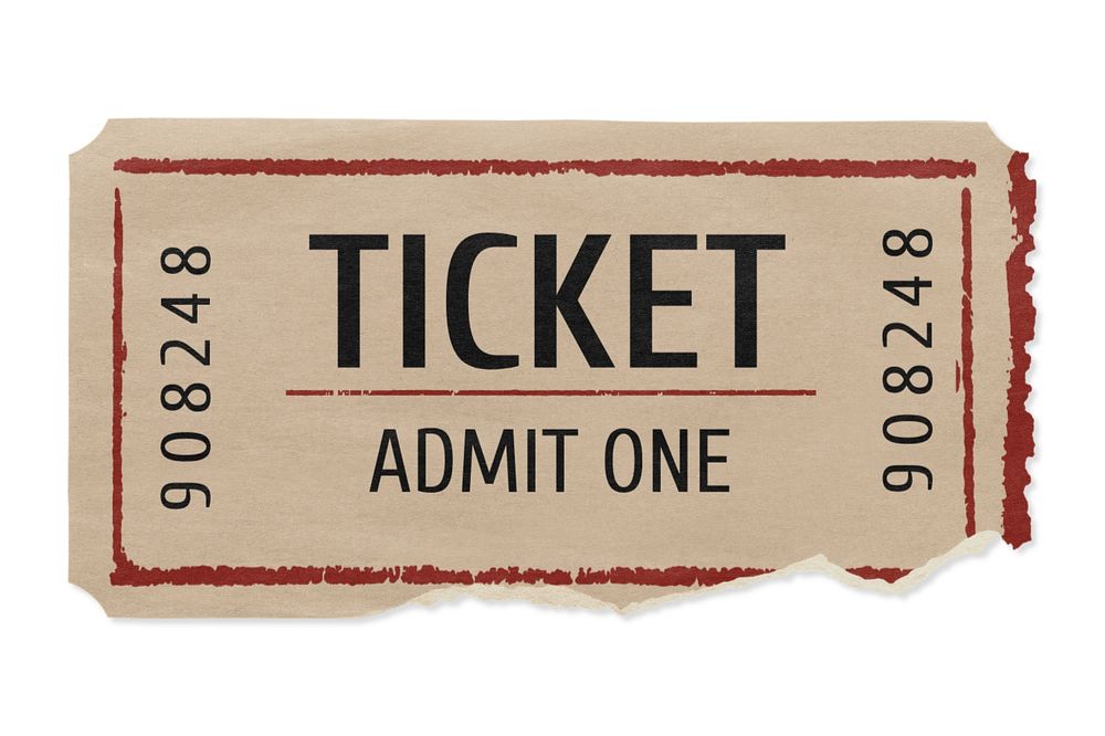 Movie ticket mockup, editable vintage design