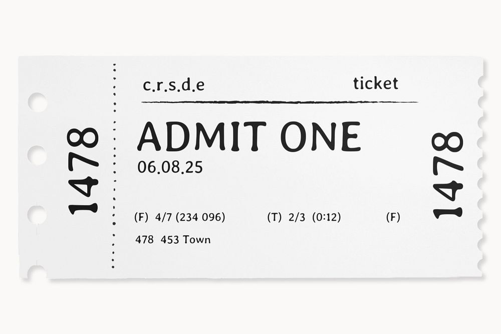 Editable ticket mockup, vintage design