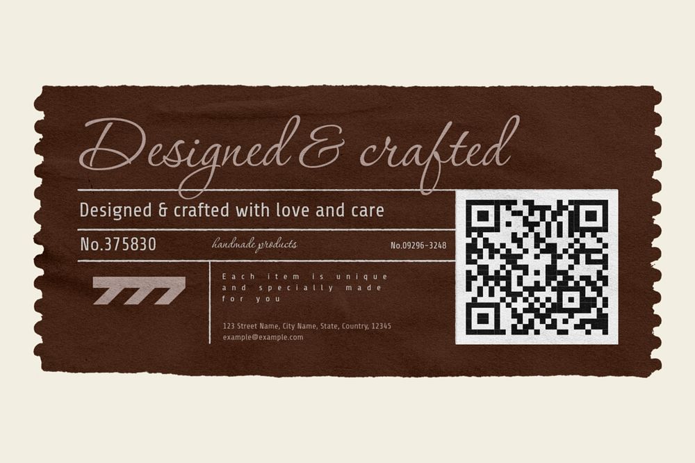 Vintage QR code ticket mockup, paper design