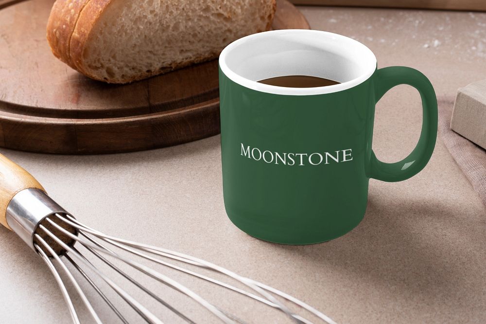 Green coffee mug mockup, editable product design