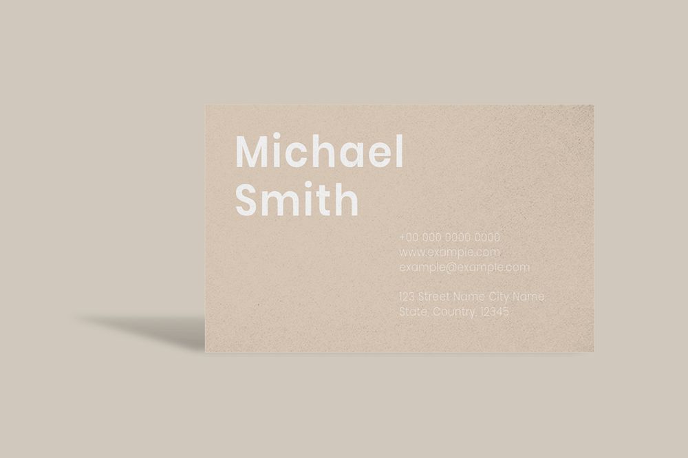 Beige business card mockup, editable minimal design