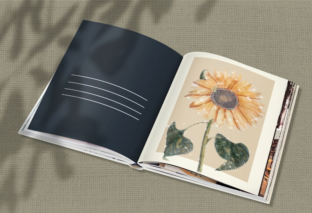 Open magazine book mockup, editable design