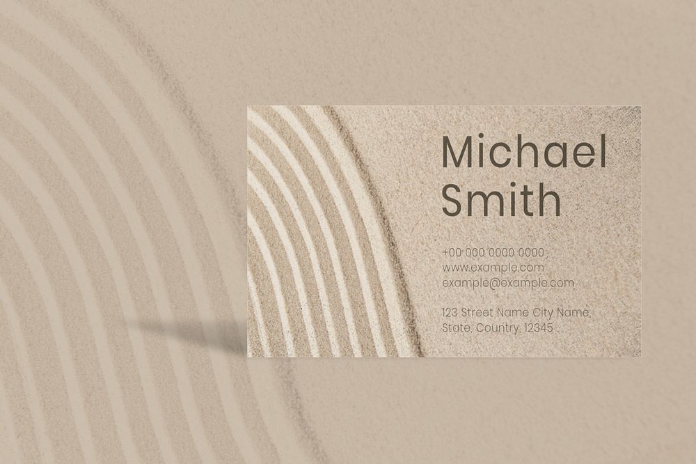 Sand texture business card mockup, editable minimal design