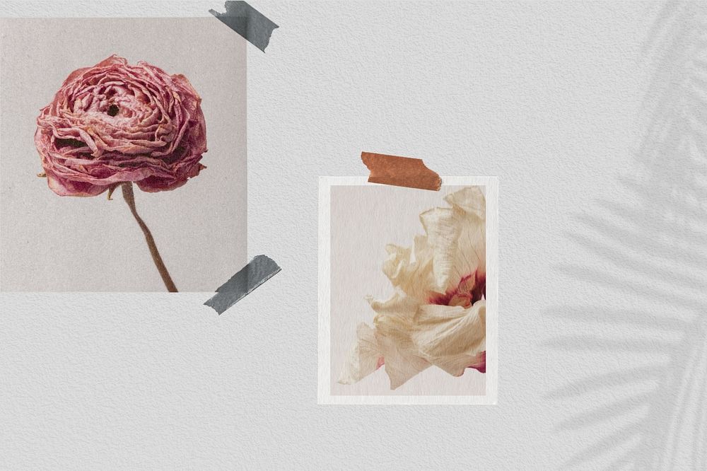 Aesthetic flower mood board mockup, editable flat lay design