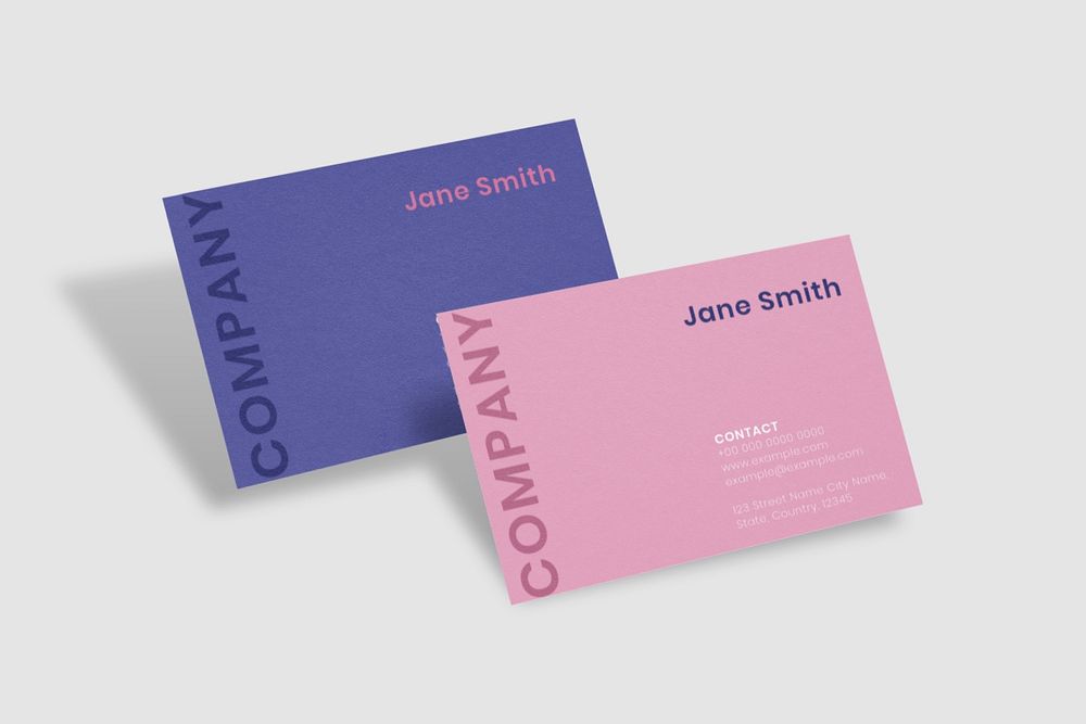 Pink & indigo business card mockup, editable design