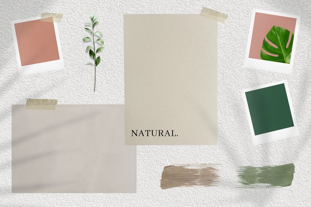 Earth tone mood board mockup, editable branding flyer design