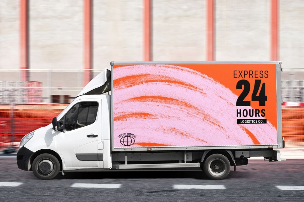 Delivery truck mockup, editable logistic vehicle