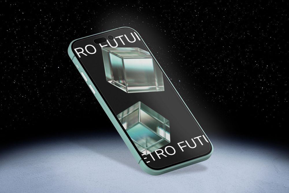 Smartphone screen mockup, editable 3D galaxy design