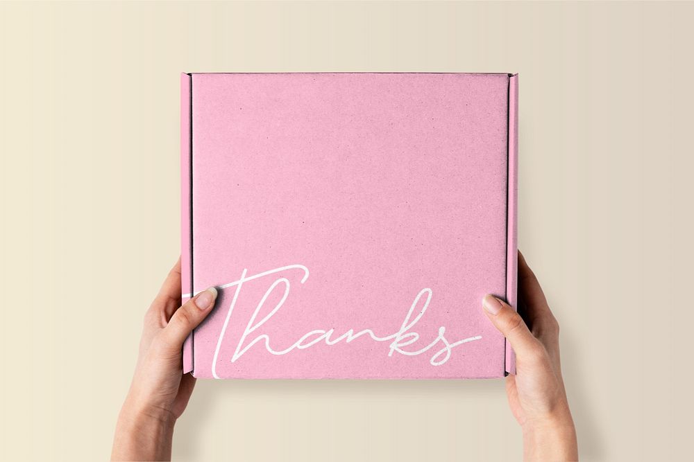 Mailing box mockup, editable pink product packaging