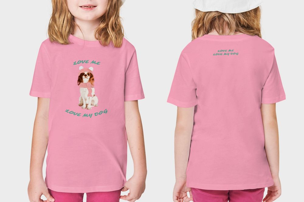 Kids t-shirt mockup, American girl editable design