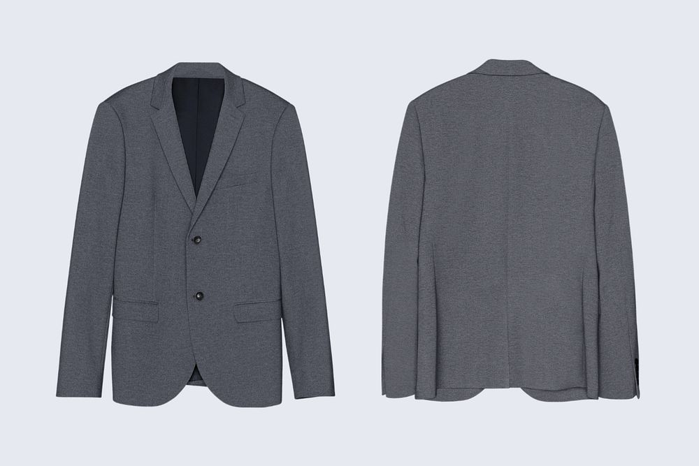 Men's gray suit mockup, both side business attire editable design