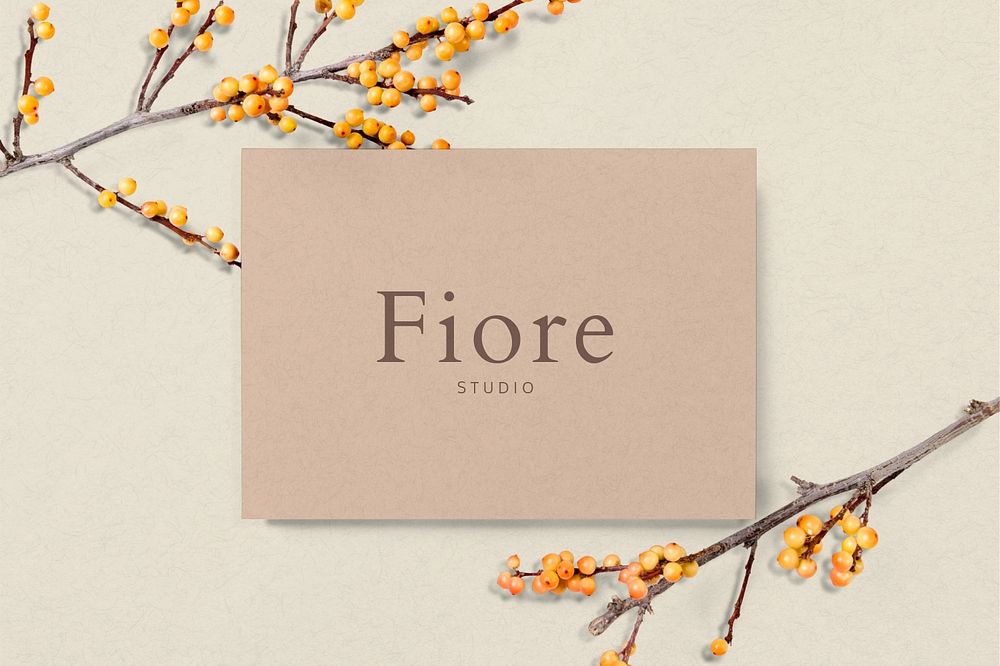 Floral business card mockup, editable design