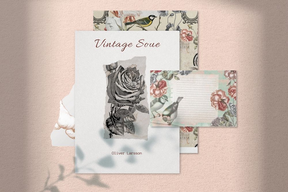 Floral mood board mockup, customizable design