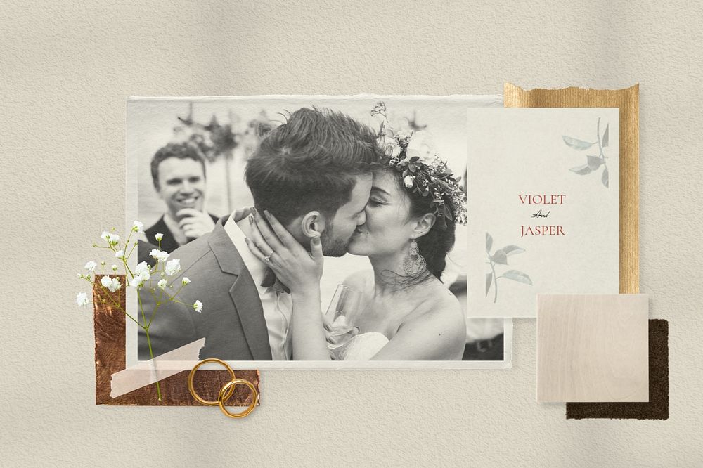 Wedding mood board mockup, customizable design