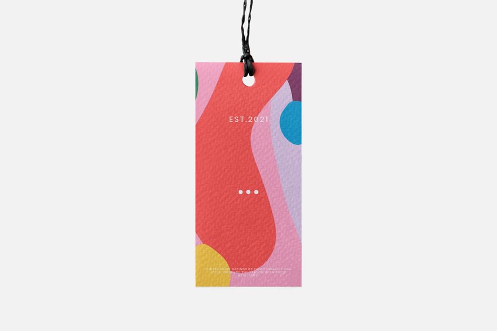 Clothing tag mockup, realistic label, customizable design