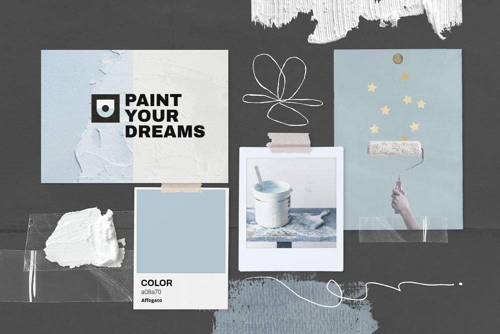 Aesthetic mood board mockup, editable flat lay design