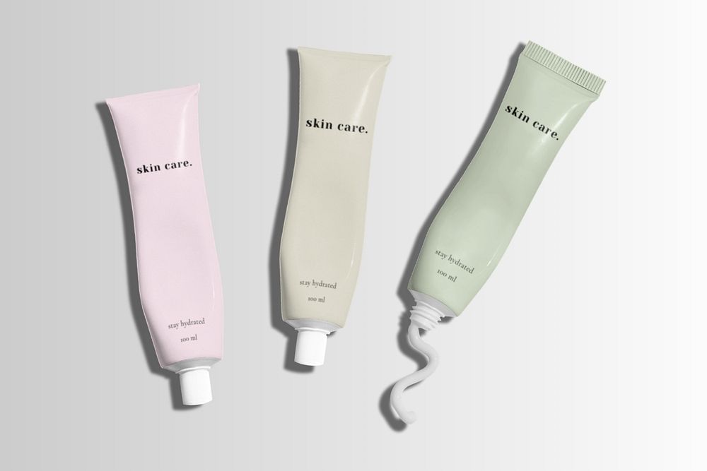 Skincare tube mockups, editable product packagings