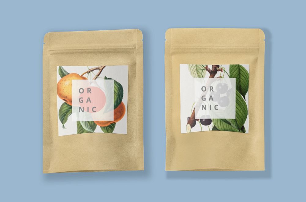 Kraft stand-up pouch mockup, editable product packaging label design