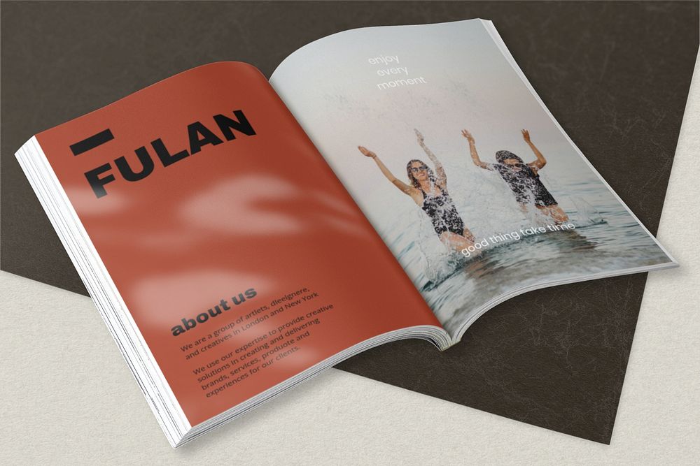 Magazine page mockup, realistic publication, editable design