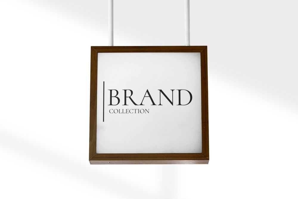 Square sign mockup, realistic branding, editable design