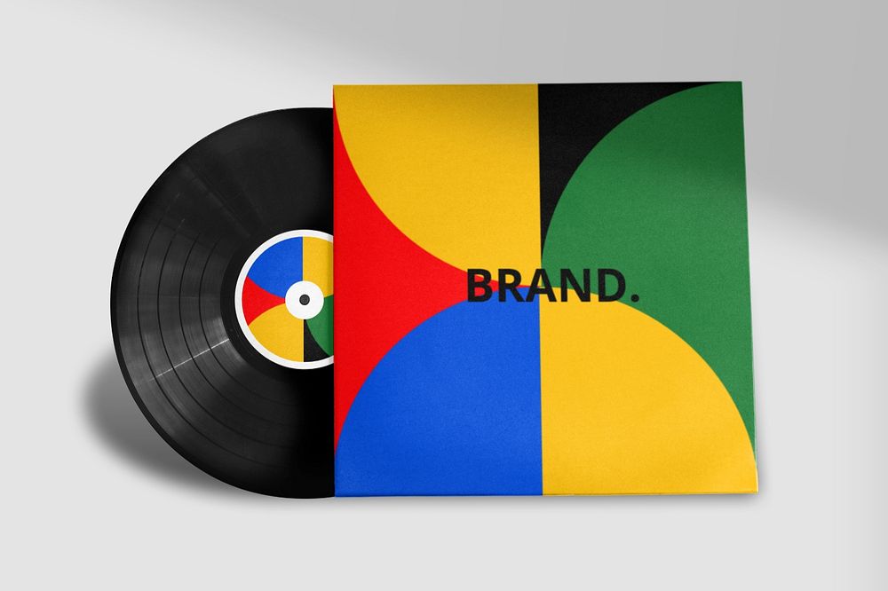 Vinyl record cover, music product branding, editable design