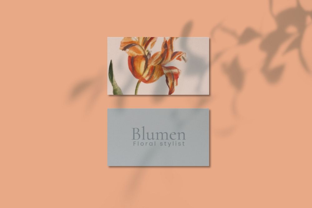 Floral business cards mockup, editable design