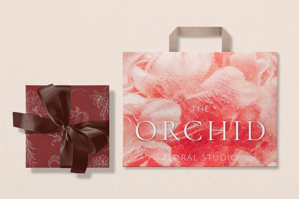 Paper bag mockup, gift box