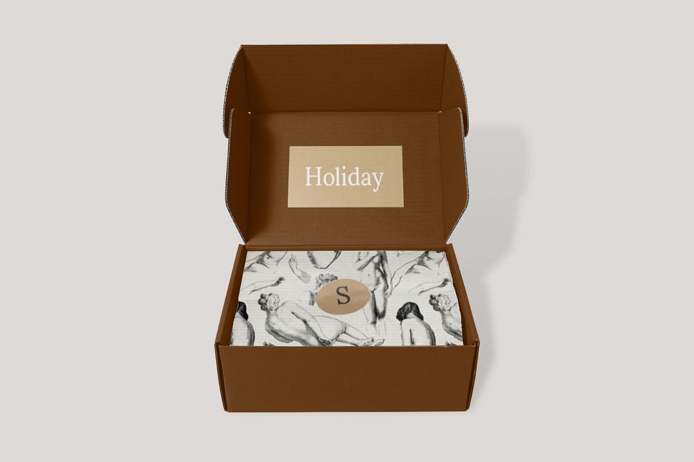 Postage box mockup, editable delivery product design