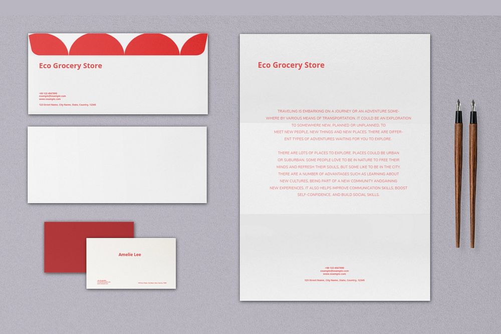 Editable business identity mockup, professional stationery design