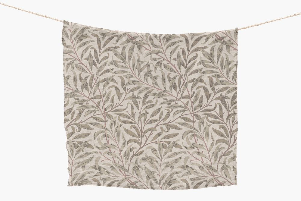 Editable leaf towel mockup, William Morris art design