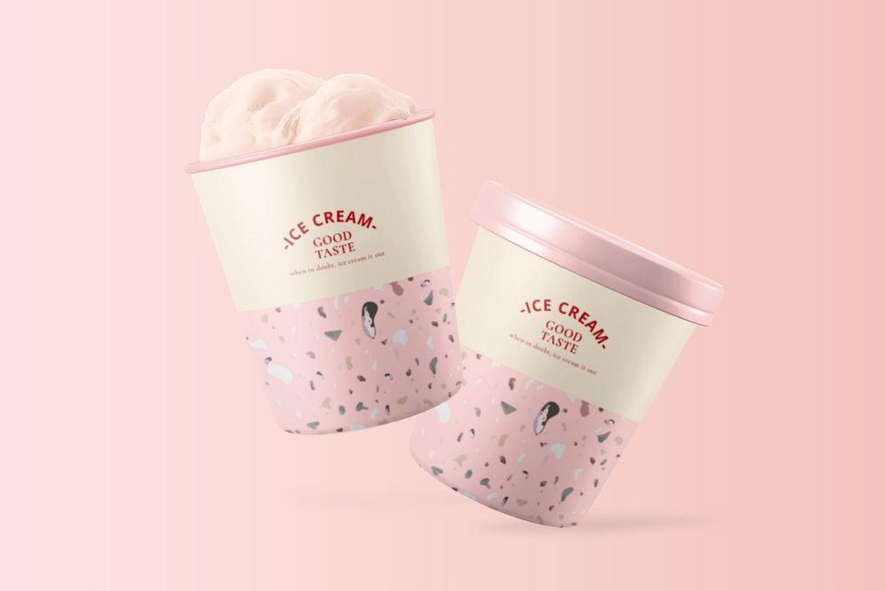 Editable ice cream container mockups, product packaging design