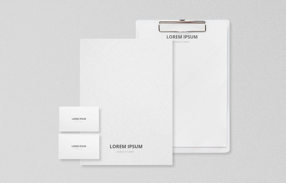 Minimal white business identity mockup, editable stationery design