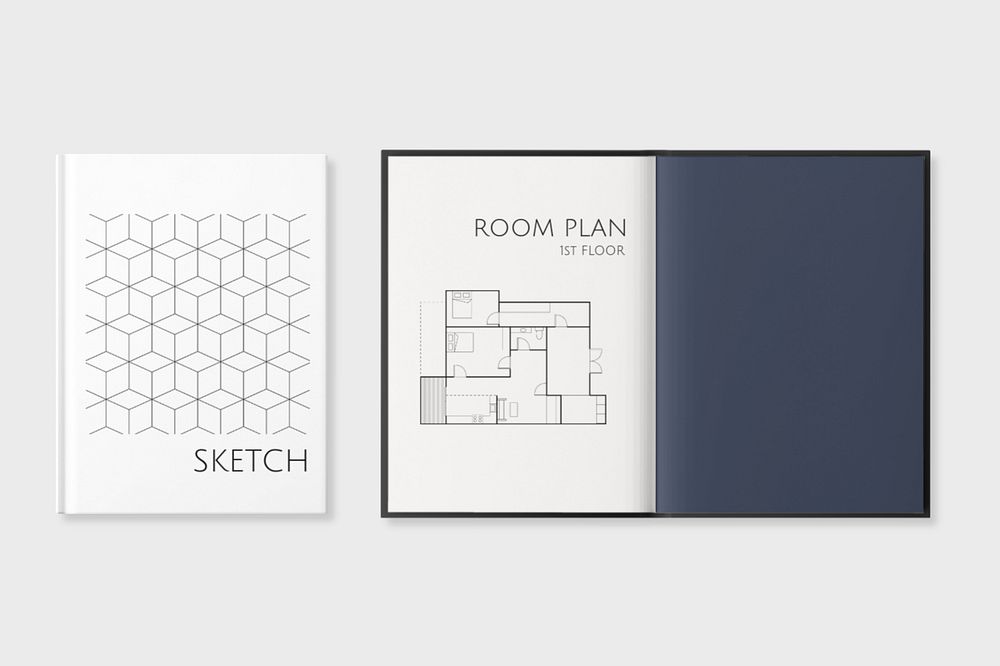 Editable hardcover book mockup, architect design