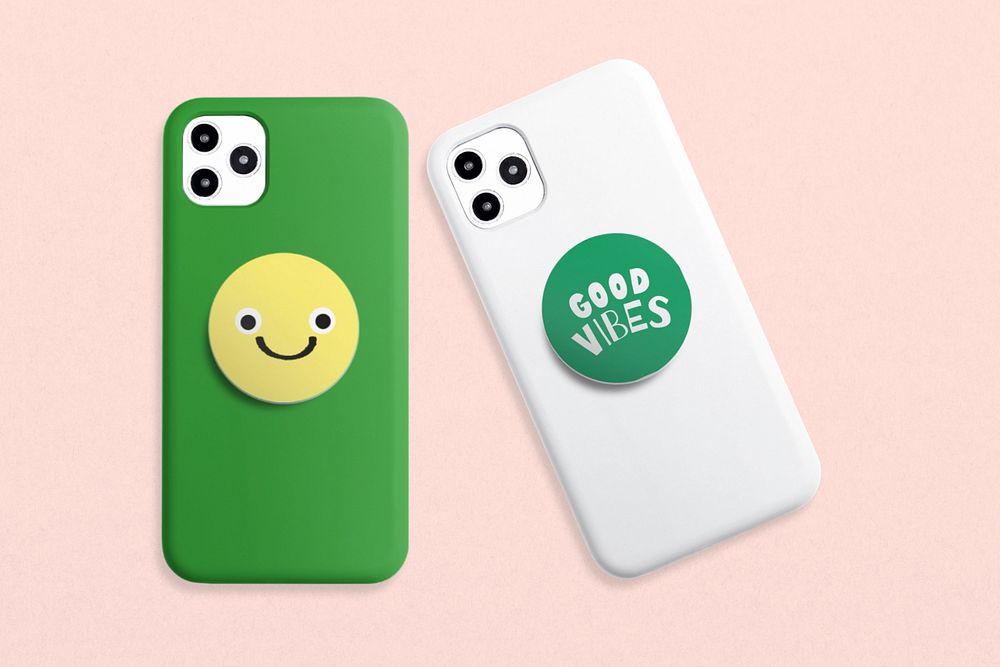 Editable phone case mockups, cute grip tok design