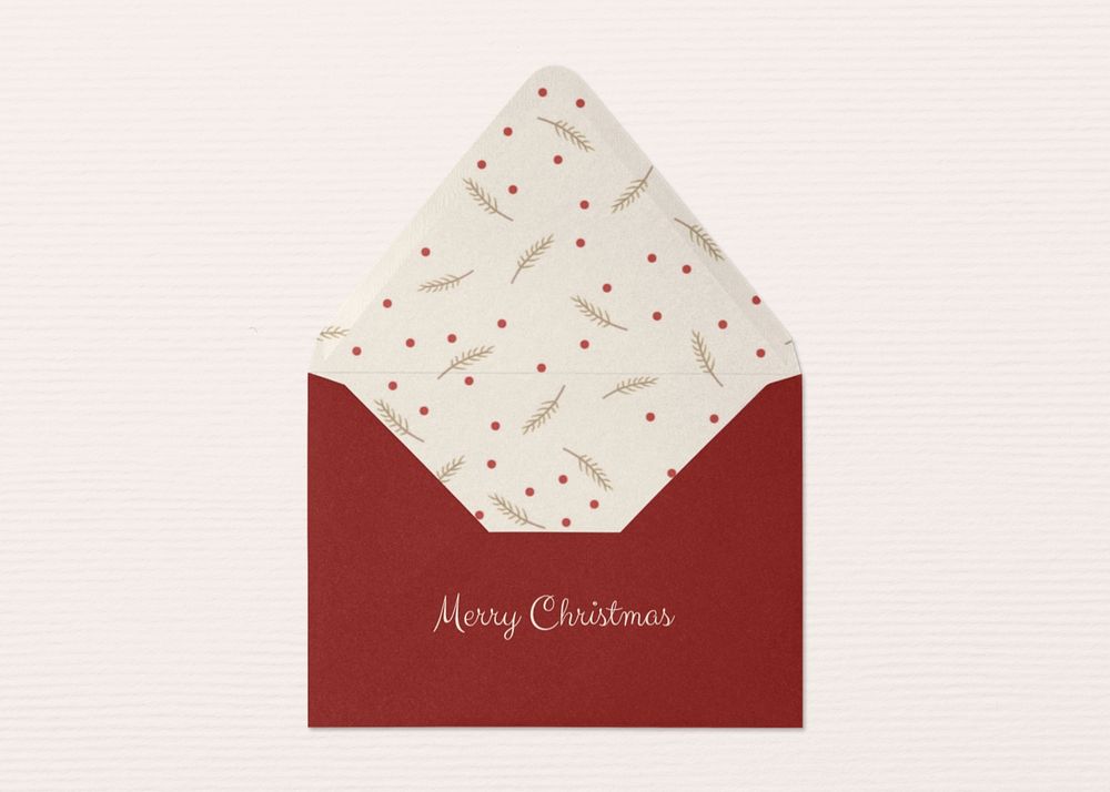 Editable red envelope mockup, Christmas design